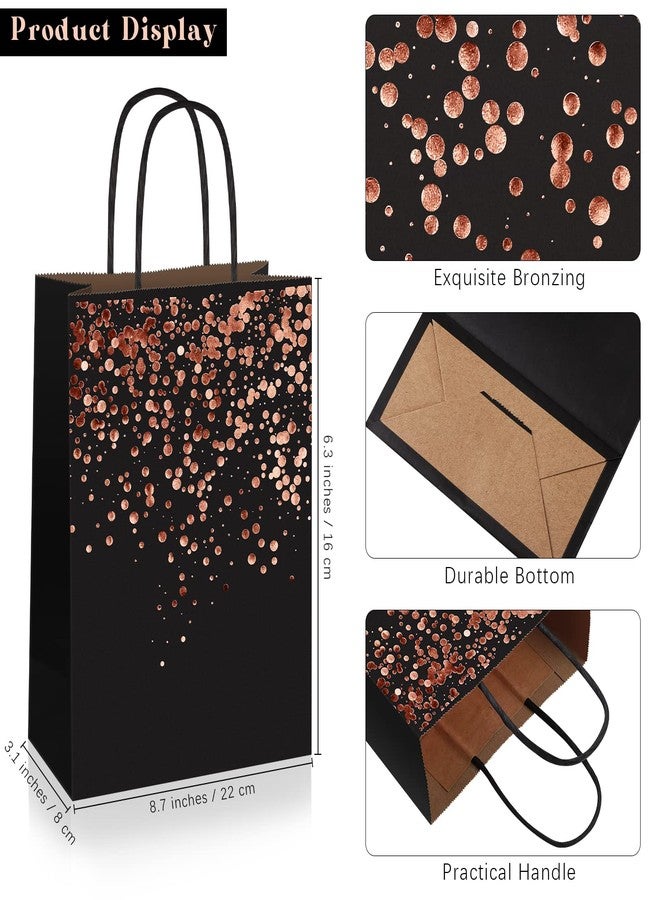 MIMIND 20 Pieces Gift Paper Bags Birthday Party Paper Bronzing Rose Gold Kraft Goodie Candy Bags with Handle for Birthday, Wedding, Hen Party Celebrations - Image 2